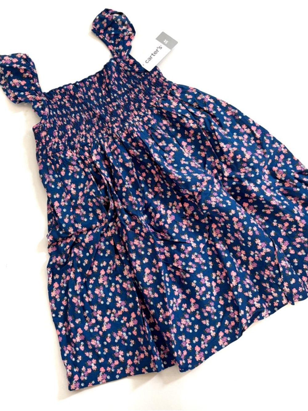 Carter's Navy Floral Sundress with Pink Flowers